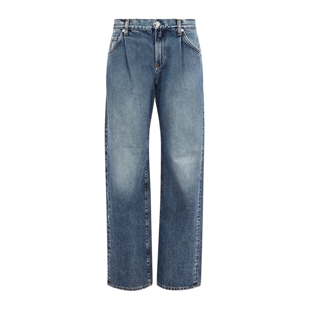 NEW Daily Blue Love Pleated Classic Straight Leg Blue Denim Jeans RTL $355 SZ 25